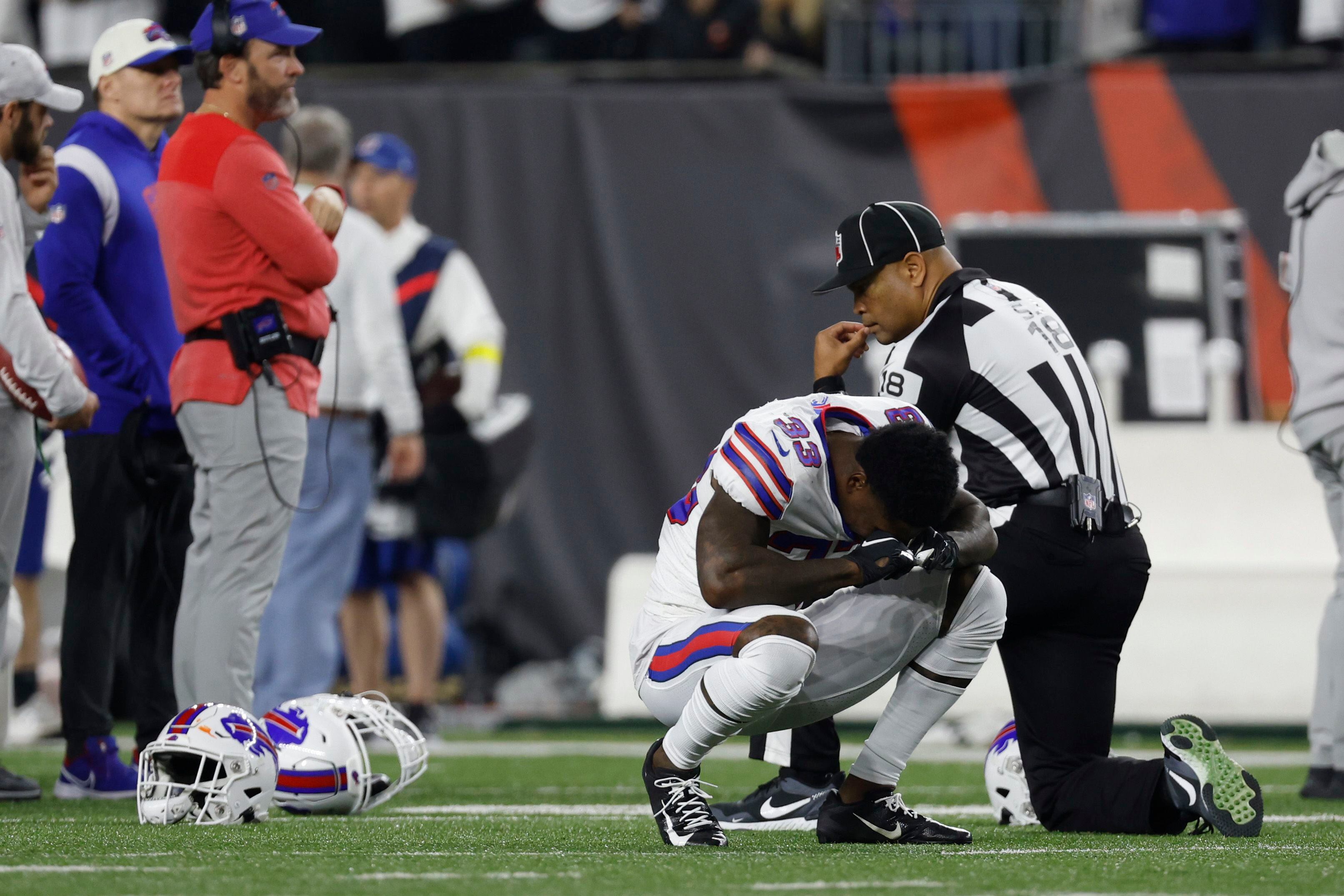 Terrifying football moment as Bills' Hamlin collapses after tackle