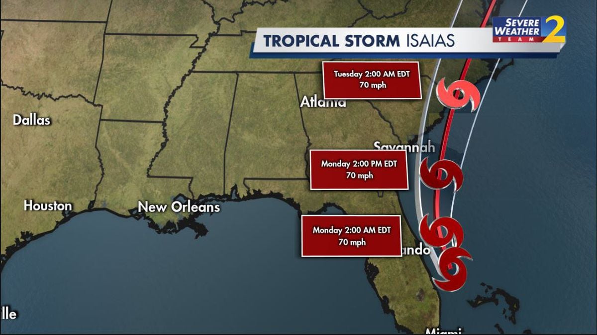 Tracking Isaias Tropical Storm Warning In Effect For Georgia Coast