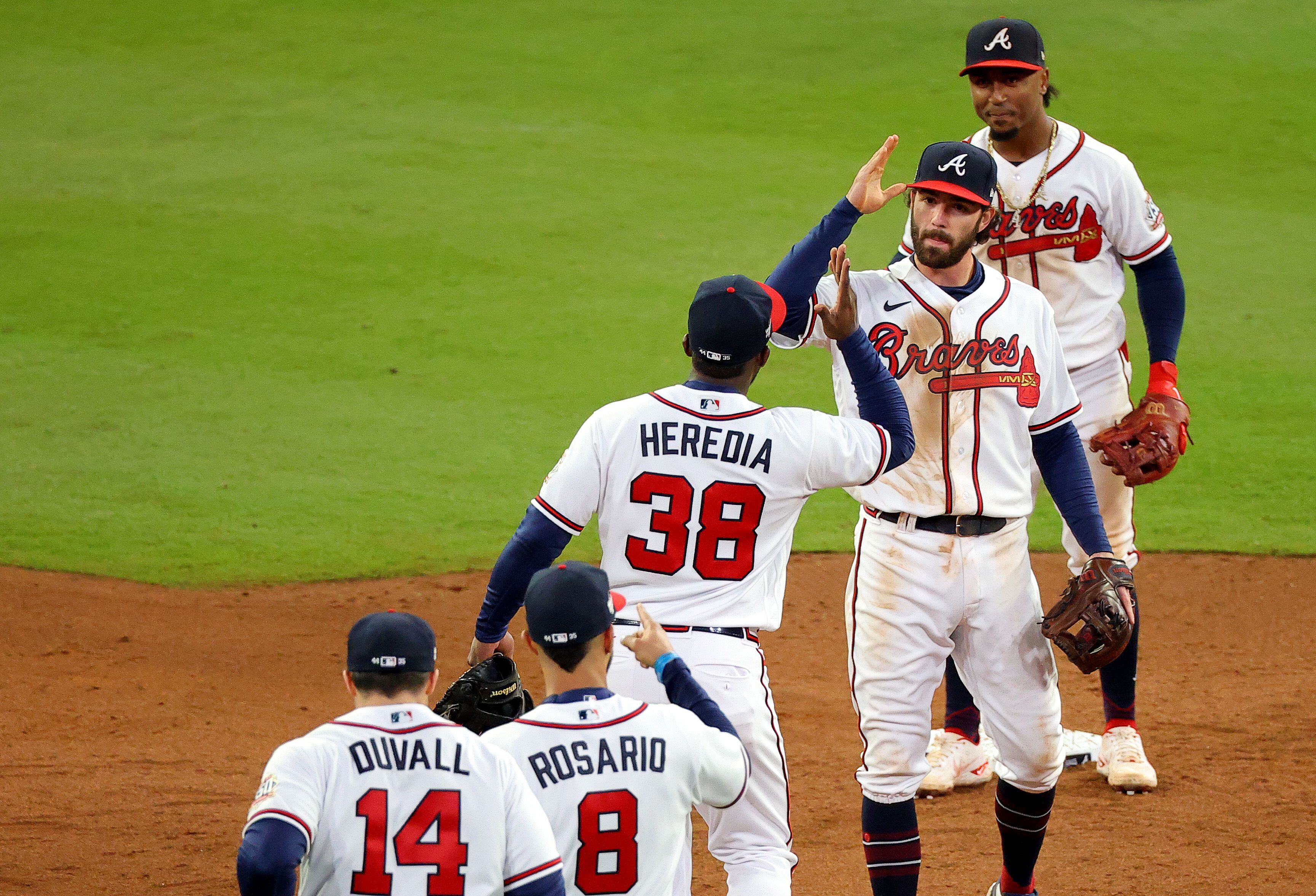 Braves 'electrified' by big Series hits from Swanson, Soler, Rosario, Riley