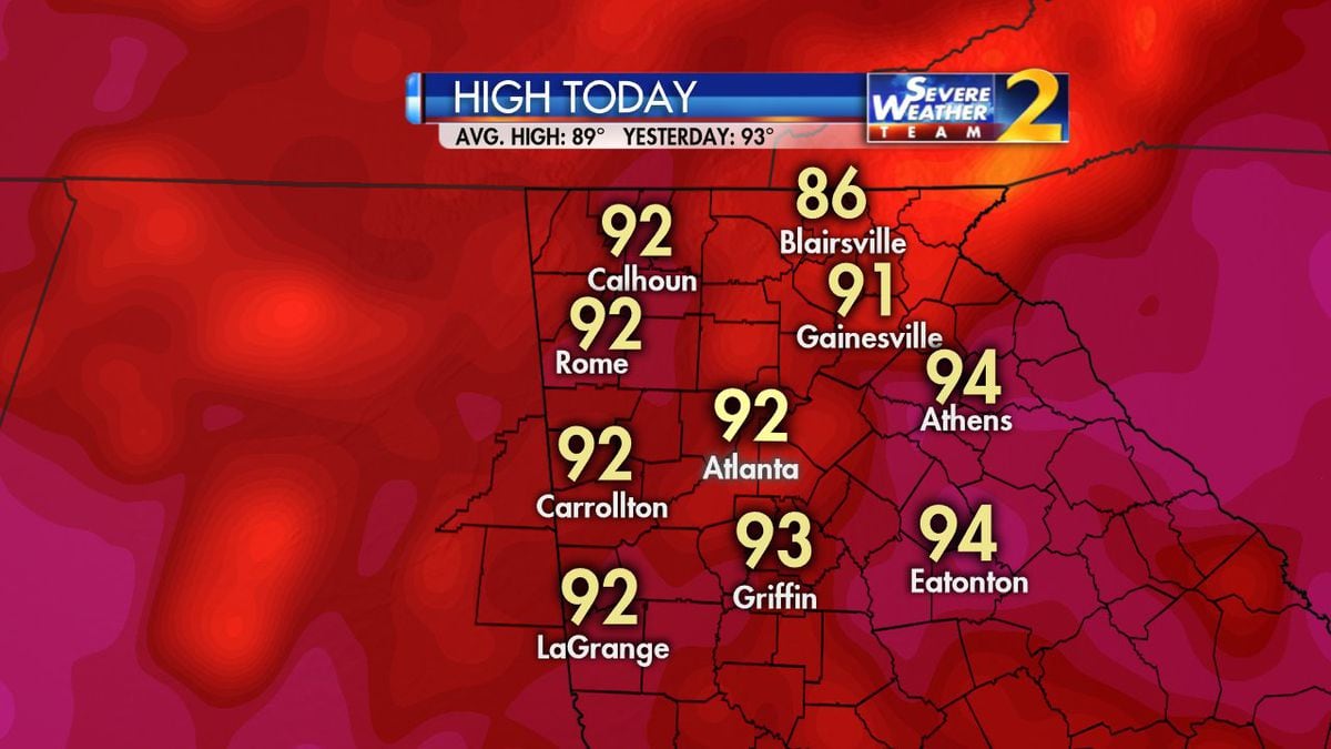 Temperatures in the 90s, rising humidity for Wednesday afternoon