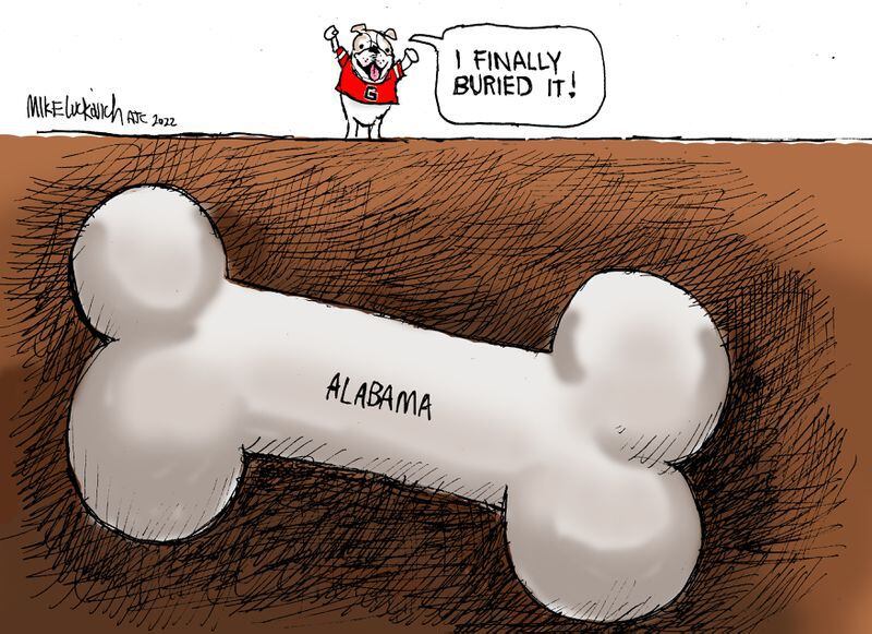 Mike Luckovich cartoon on the Georgia victory over Alabama