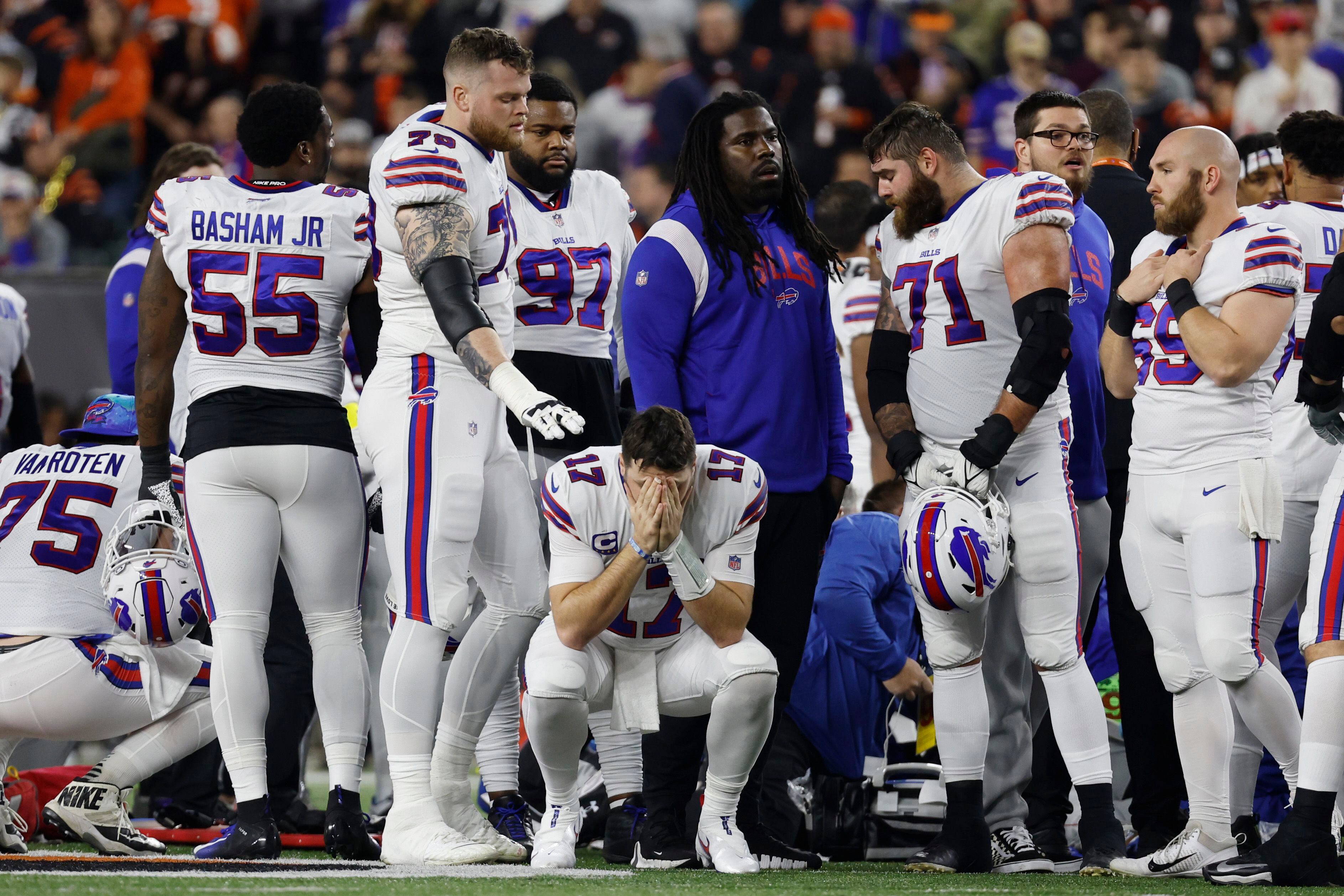 Terrifying football moment as Bills' Hamlin collapses after tackle